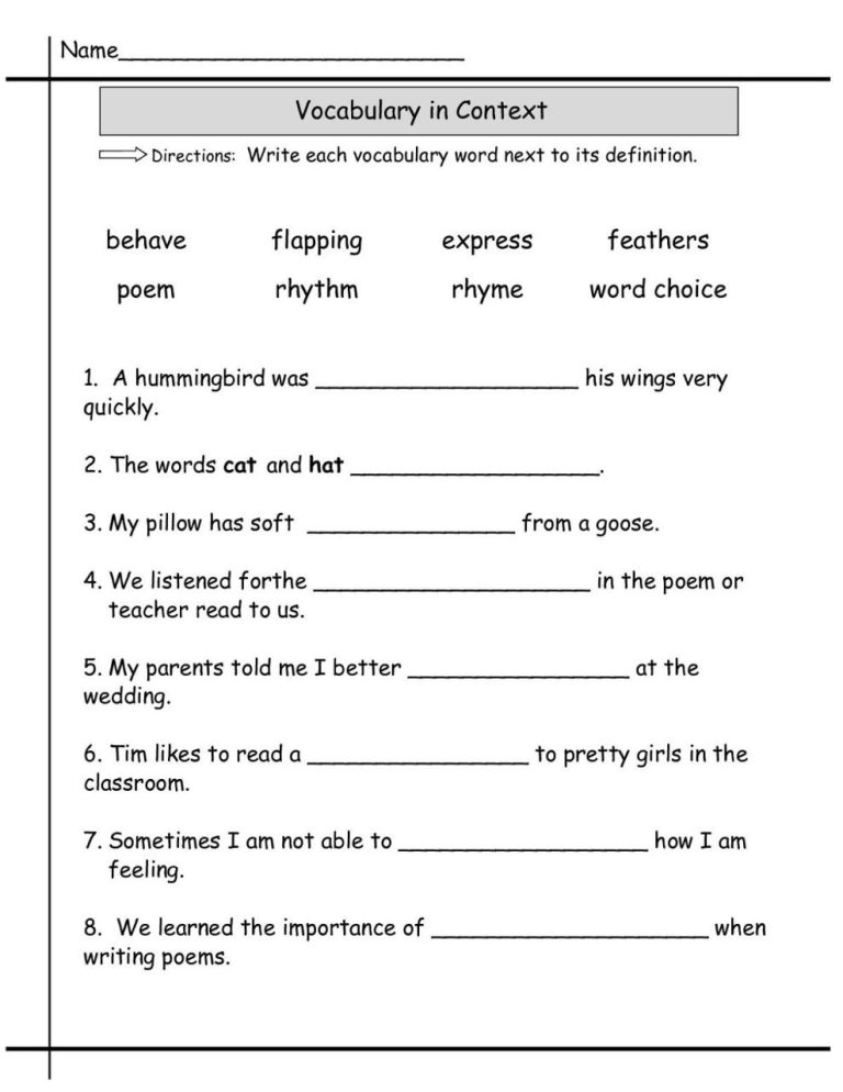 English Worksheets For Grade 2 Free Download