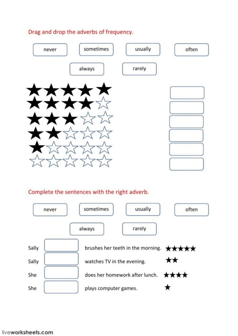 Printable Worksheets Adverbs Of Frequency Worksheets For Kids