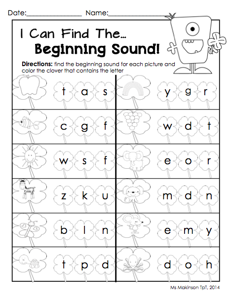 Printable Beginning Sounds Worksheets Pdf