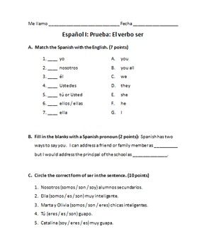Spanish Subject Pronouns Worksheet Answer Key