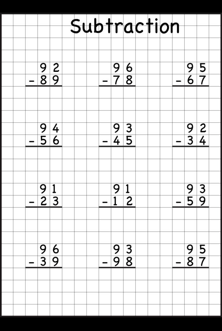 4 Digit Subtraction With Regrouping Worksheets 3Rd Grade