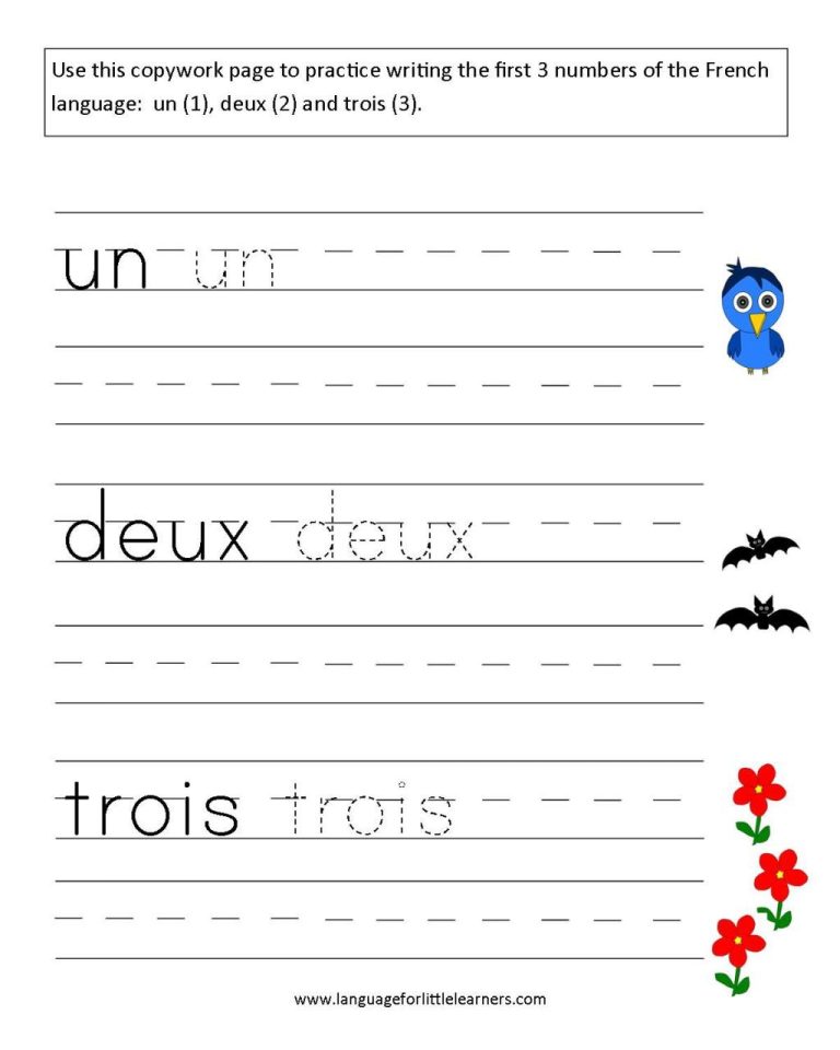 Printable Grade 2 French Worksheets