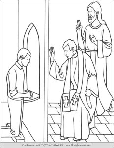 Sacrament of Confession coloring page. Catholic sacraments, Catholic