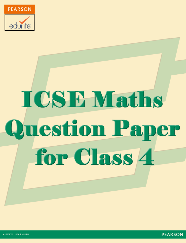 Mental Maths Questions For Class 4 Icse