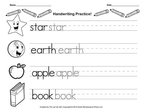 Handwriting Kindergarten Writing Worksheets Pdf