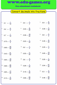 Convert decimals to fraction worksheet maker Free Printable Worksheets