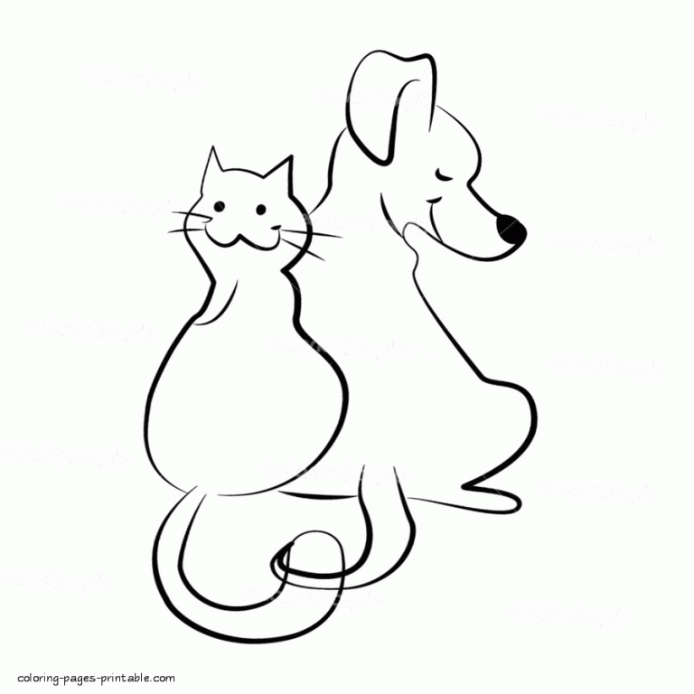 Coloring Pages Of Dogs And Cats Together