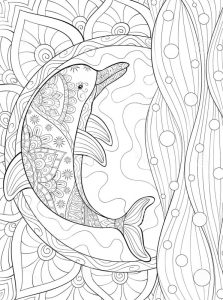 Create personal coloring page of dolphin difficult 08