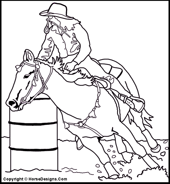 Coloring Pages Of Horses Barrel Racing