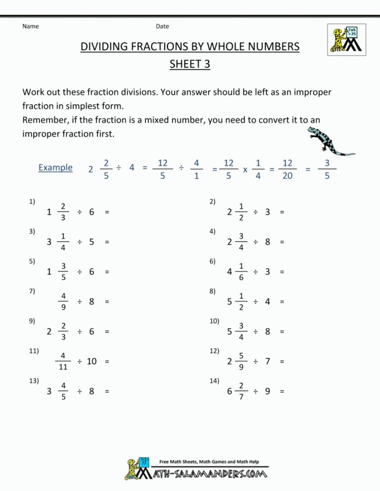 Multiplying And Dividing Fractions Worksheets Year 8