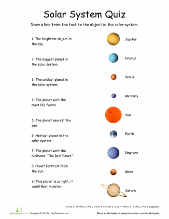 6th Grade Solar System Worksheets Grade 6