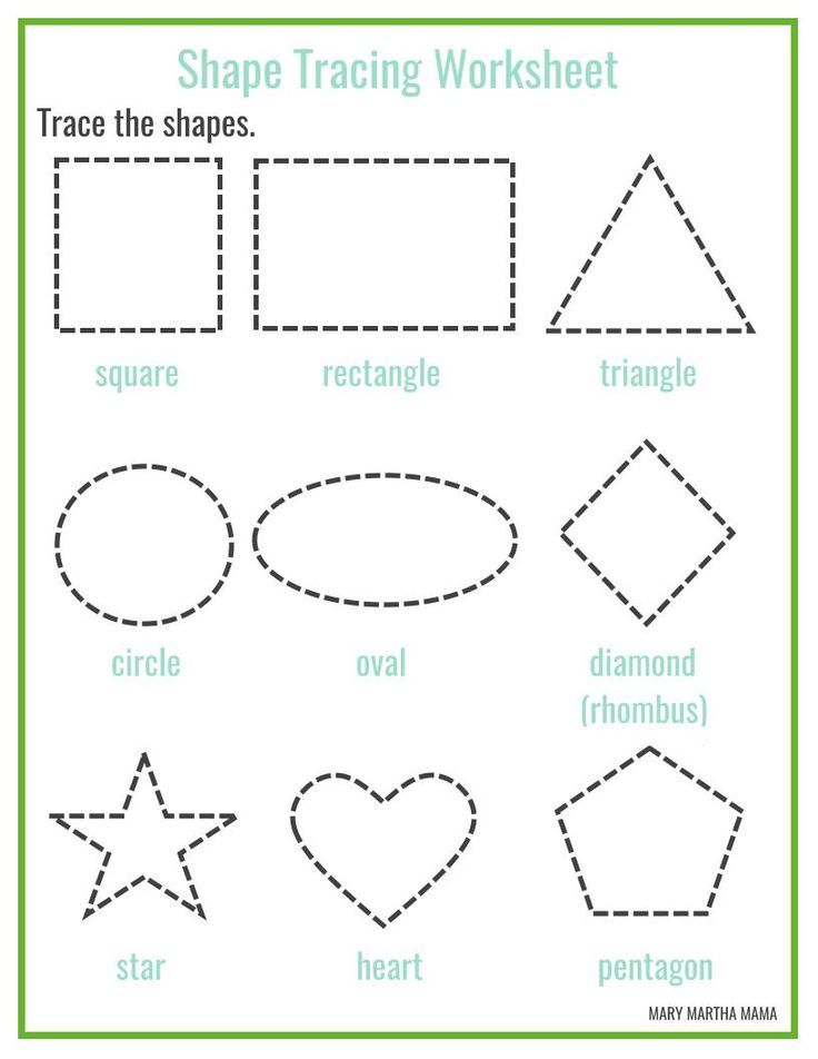 Tracing Shapes Worksheets For 3 Year Olds