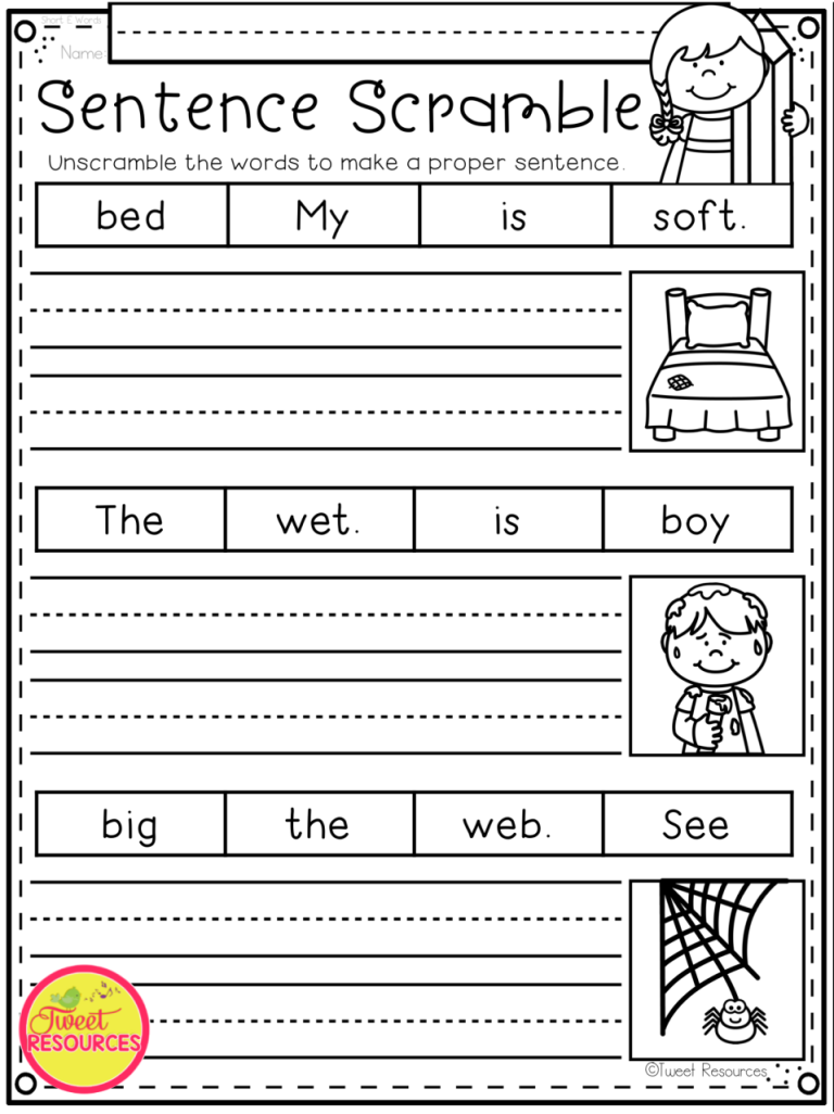 Sentence Kindergarten Writing Worksheets Pdf