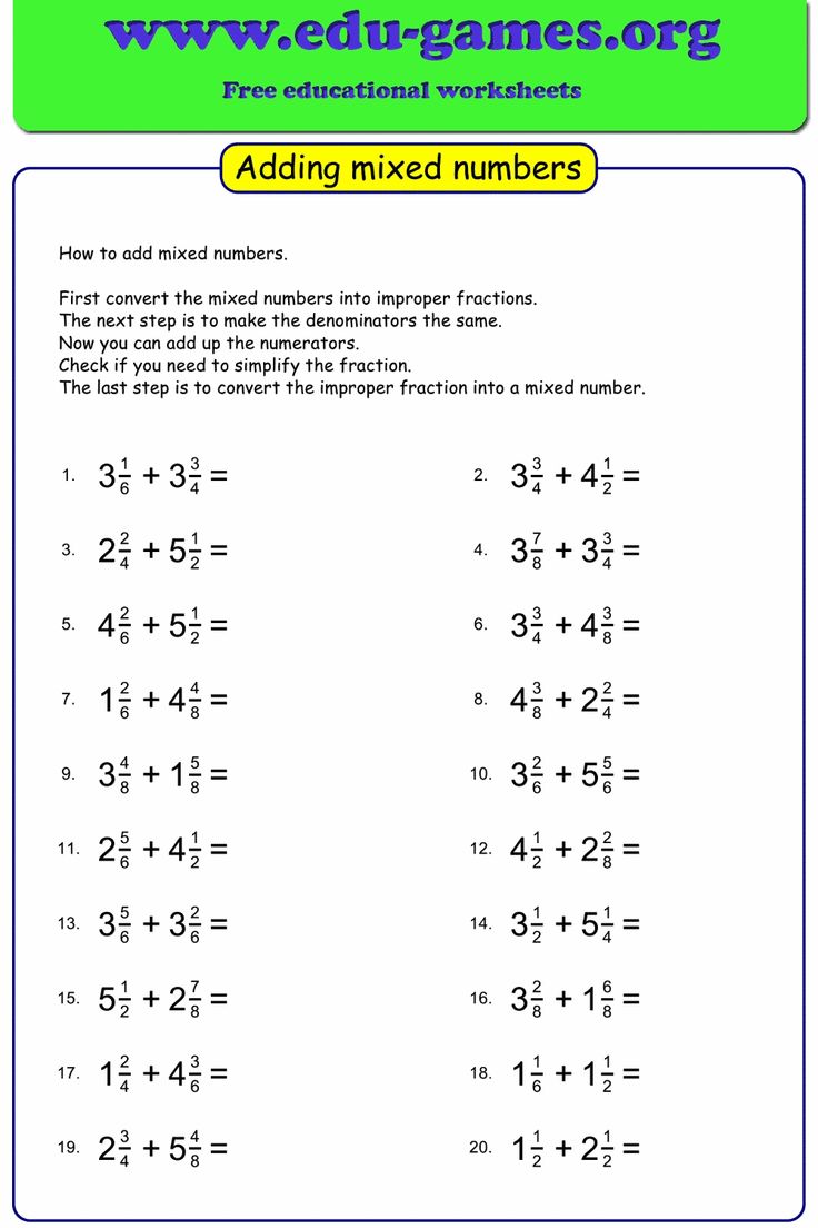 Adding Mixed Numbers Worksheet With Answers worksSheet list