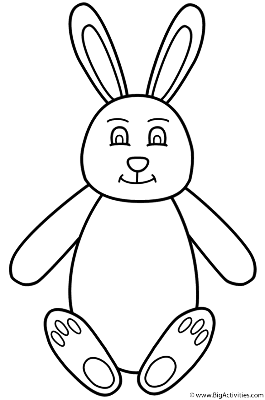 Easter Bunny Sitting Coloring Page (Easter)