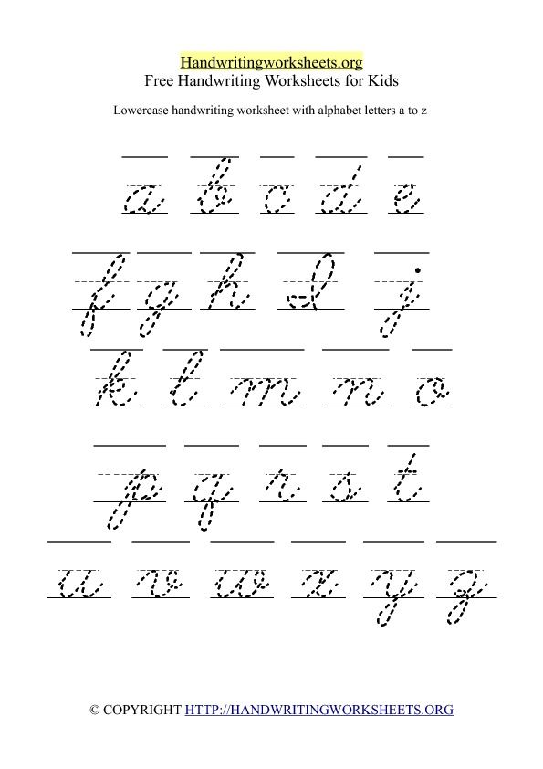 Cursive Writing Practice Sheets A-z For Kids