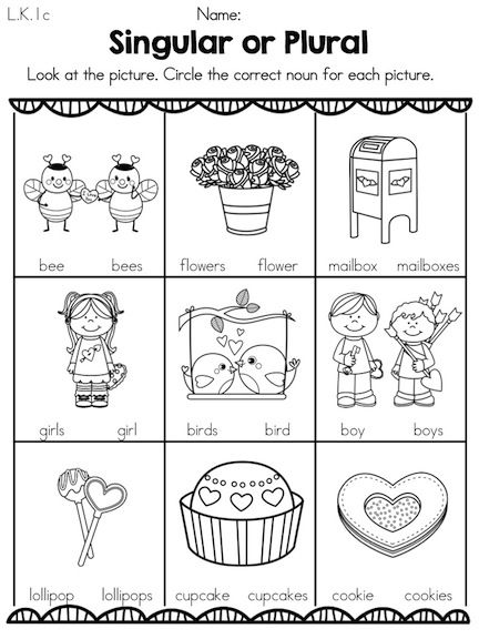 Beginner Preschool Singular And Plural Worksheets For Kindergarten