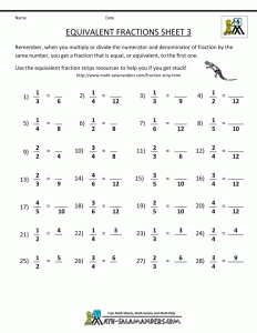 Equivalent Fractions Worksheet Grade 7 Fraction Worksheets Free Download