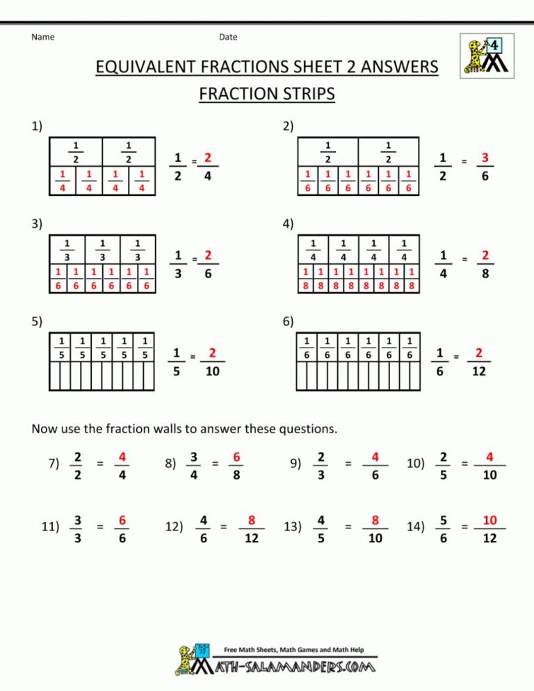 Finding Equivalent Fractions Worksheet 4Th Grade