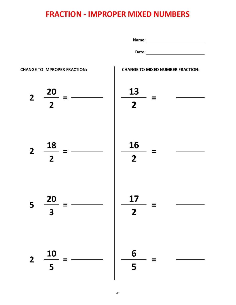 Equivalent Fractions Exercises Pdf
