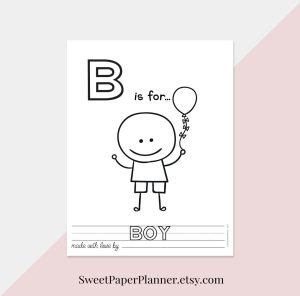 Printable ABC Coloring Book Baby Shower Alphabet Book Baby Etsy