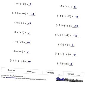 Negative Numbers Worksheets This page contains links to free math