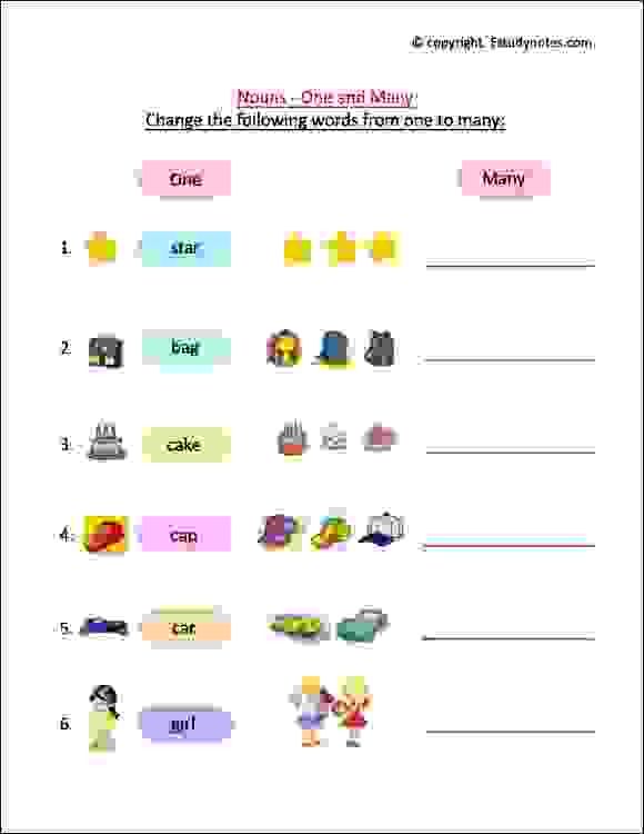 Worksheet For Class 1 English Noun