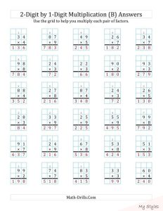 2 Digit By 2 Digit Multiplication Worksheets Pdf With Answers