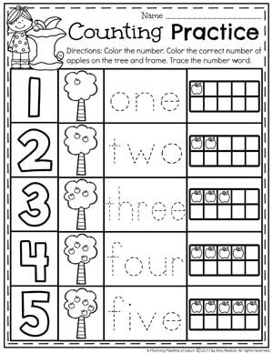 Counting Worksheets For Kindergarten 1-5