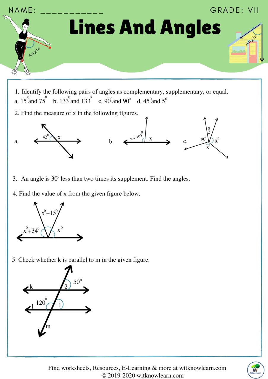 Complementary And Supplementary Angles Word Problems Worksheet Pdf