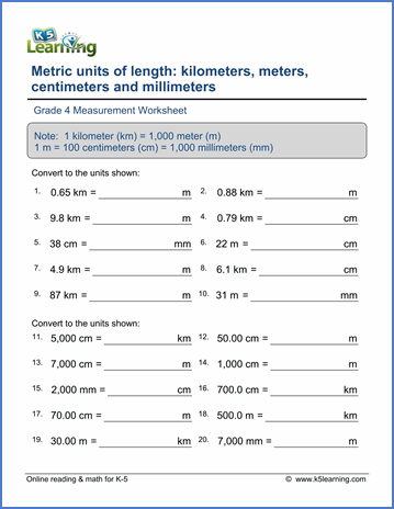 Grade Measuring Units Worksheet Answers