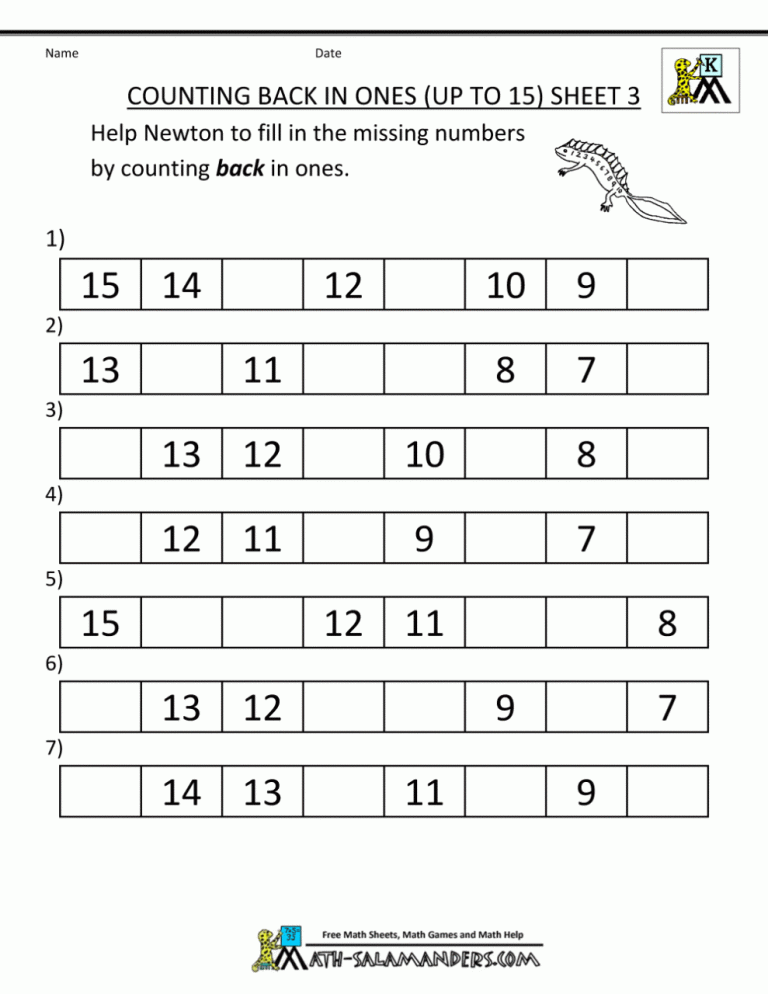 Counting Objects Worksheets 1-100