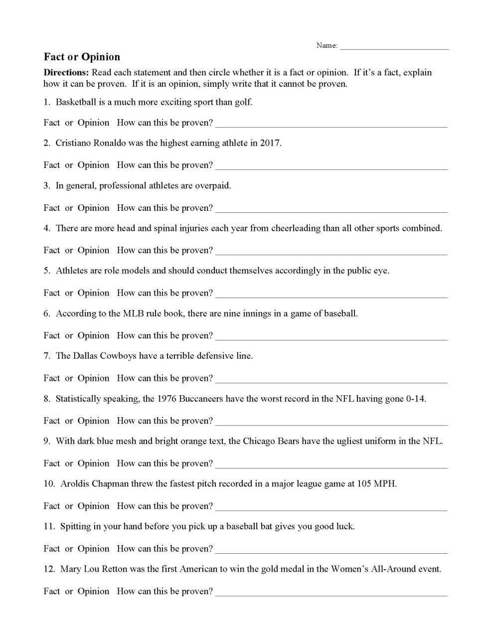 Grade 9 Fact And Opinion Worksheets Pdf