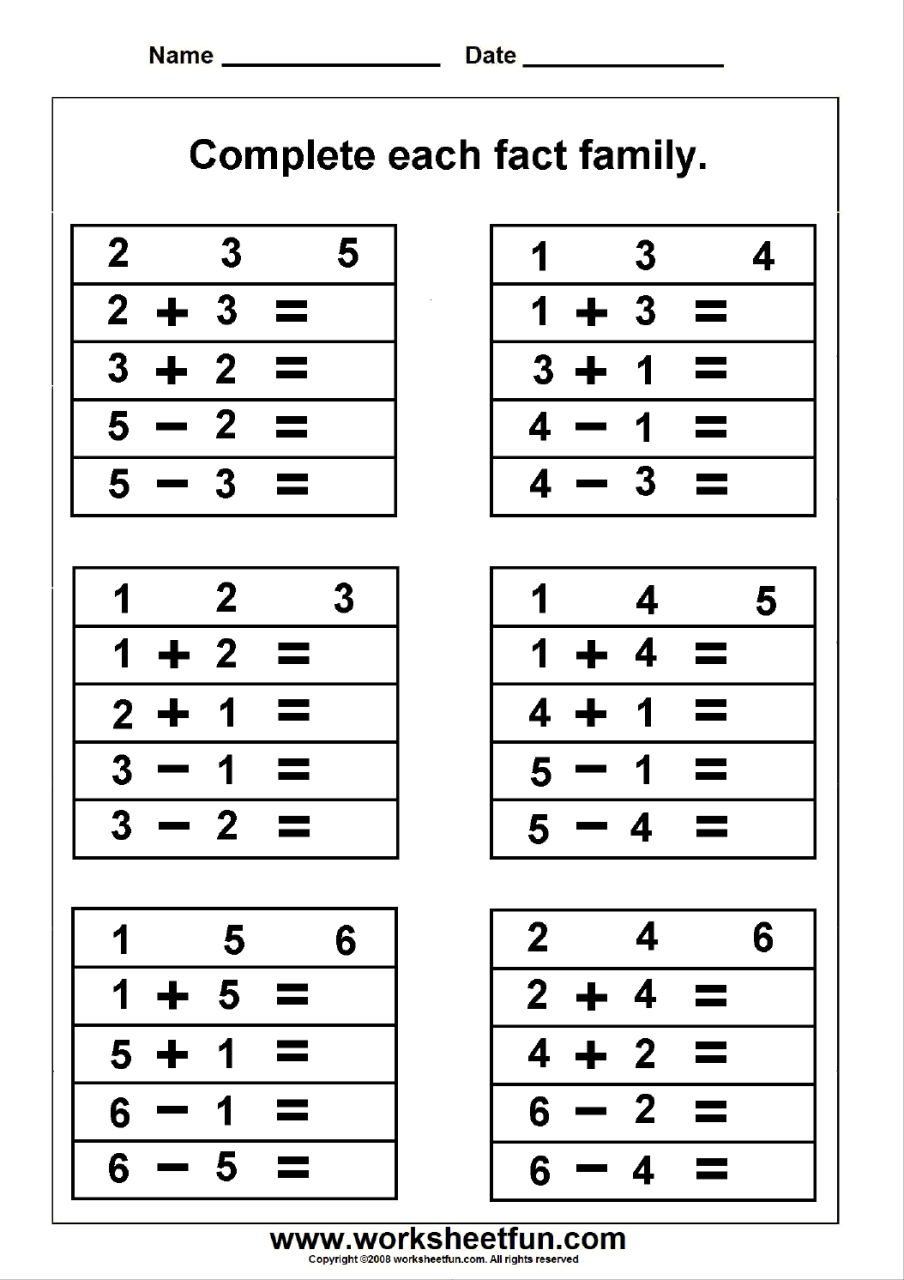 Learning Math Worksheets