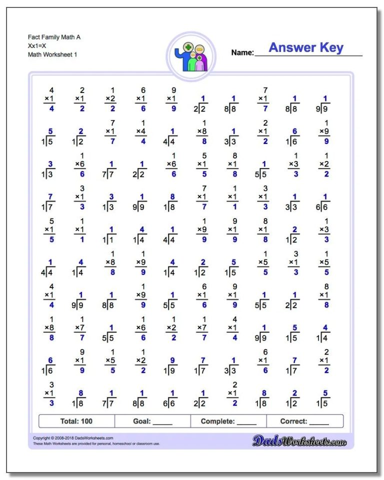 Math Worksheets Multiplication And Division Printable