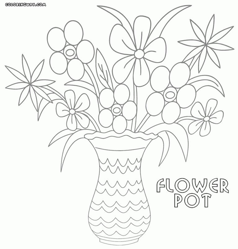 Coloring Page Flower Pot