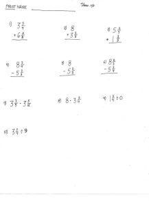 Cobb Adult Ed Math fraction operations review quiz 2nd period class