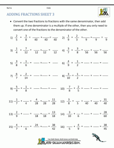 NEW 429 FRACTION WORKSHEET FOR GRADE 7 fraction worksheet