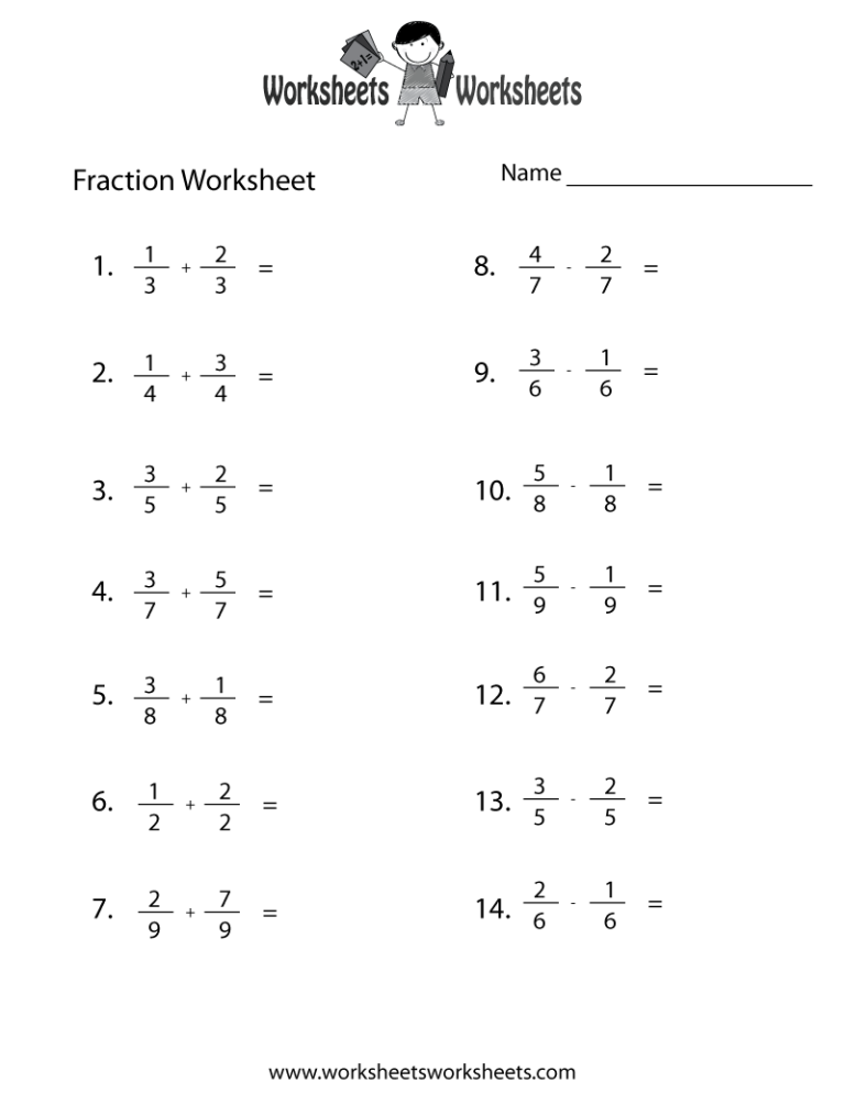 Fraction Practice Worksheets 4Th Grade
