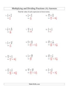 Multiplying and Dividing Fractions (A)