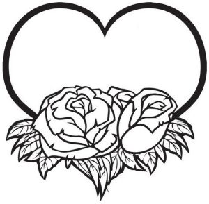 heart love and roses coloring pictures