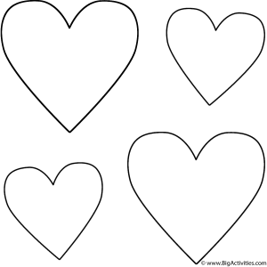Four Hearts Coloring Page (Valentine's Day)