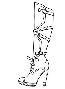 High Heeled Boots Coloring Page Shoes