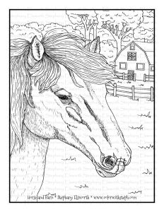 Horse and Barn Free Printable PDF Coloring Page Color With Steph
