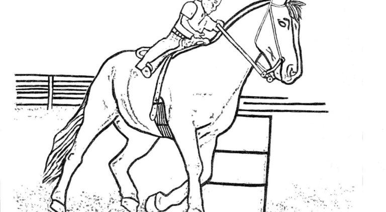 Coloring Page Horse Jumping