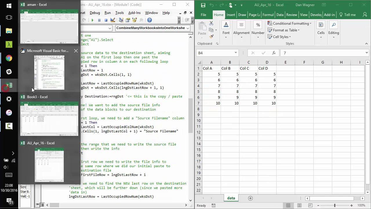 Combine Multiple Excel Files Into One Worksheet Macro Times Tables