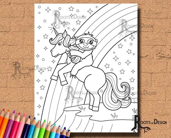 Sloth Unicorn Coloring Pages