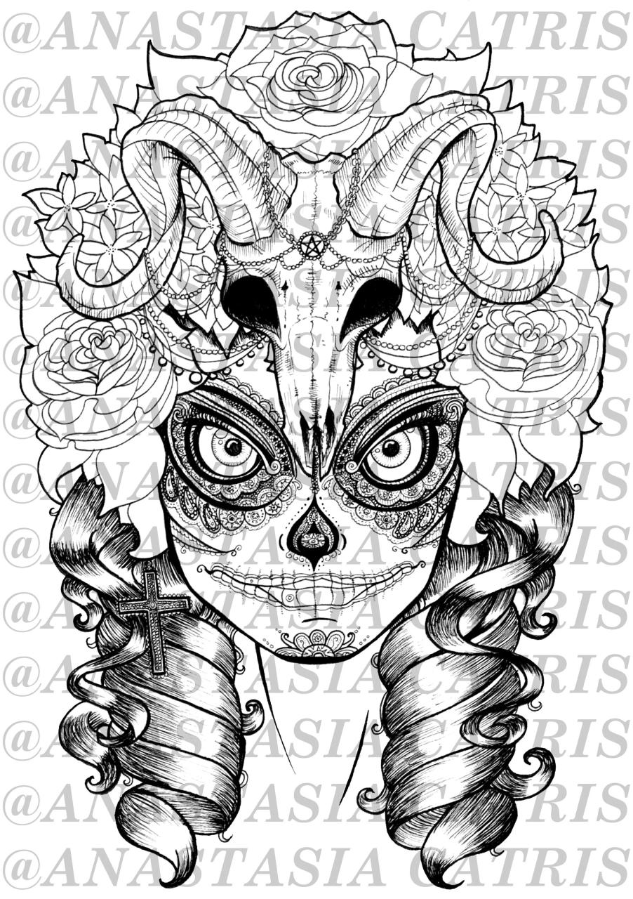 Skull Candy Adult Colouring Page Instant PDF Download Etsy
