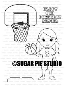 Basketball coloring page Party Favor childrens kids coloring activity