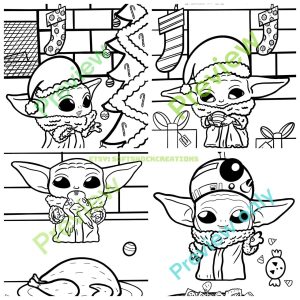 5 Baby Yoda Holiday Coloring Pages Etsy